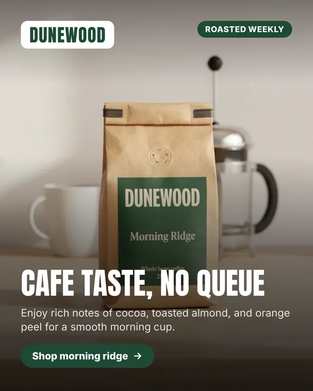 A Dunewood coffee ad in 4:5, made by Hyzgen